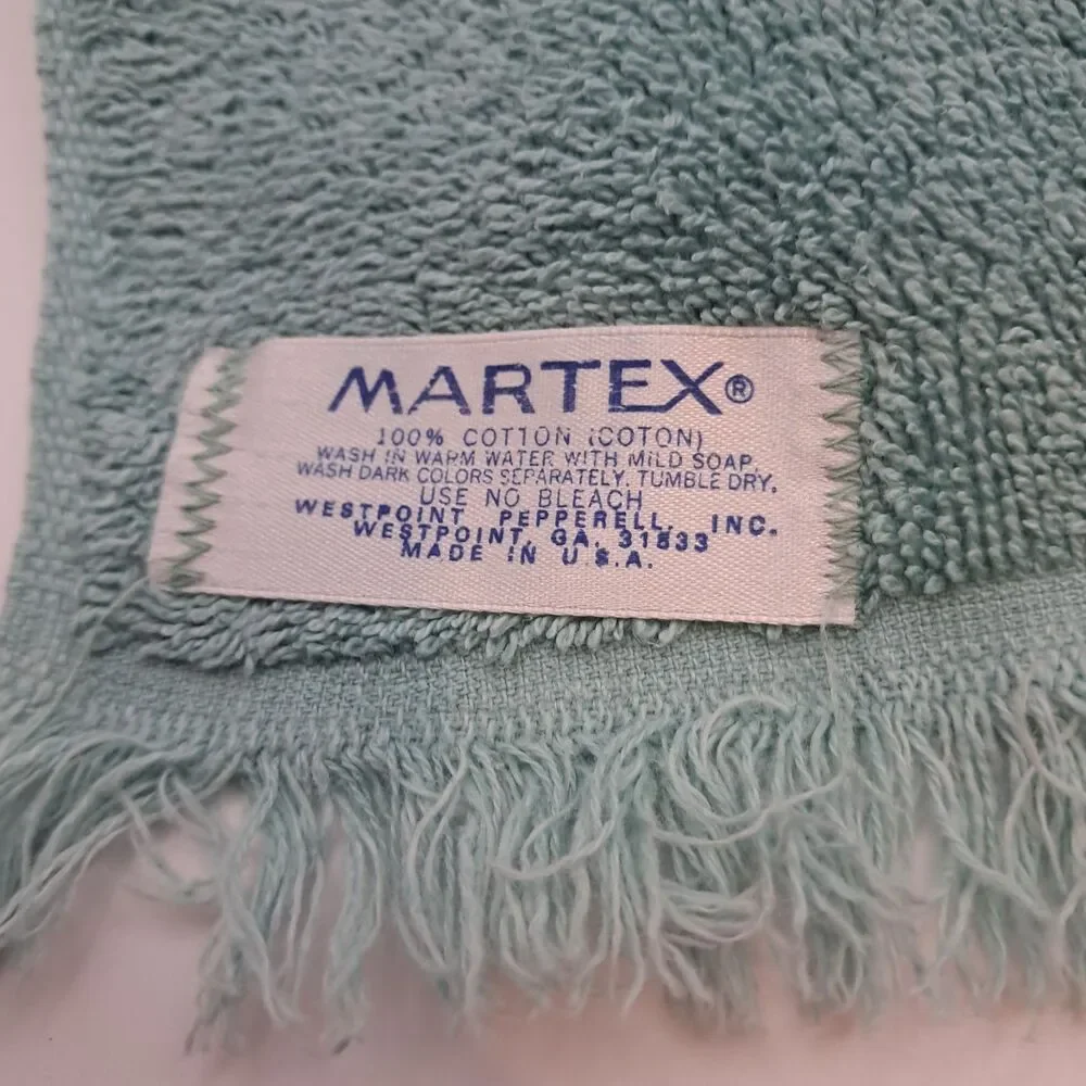 Martex Westpoint Pepperell USA Aqua Hand Towels (3) Butterfly Applique Fringes